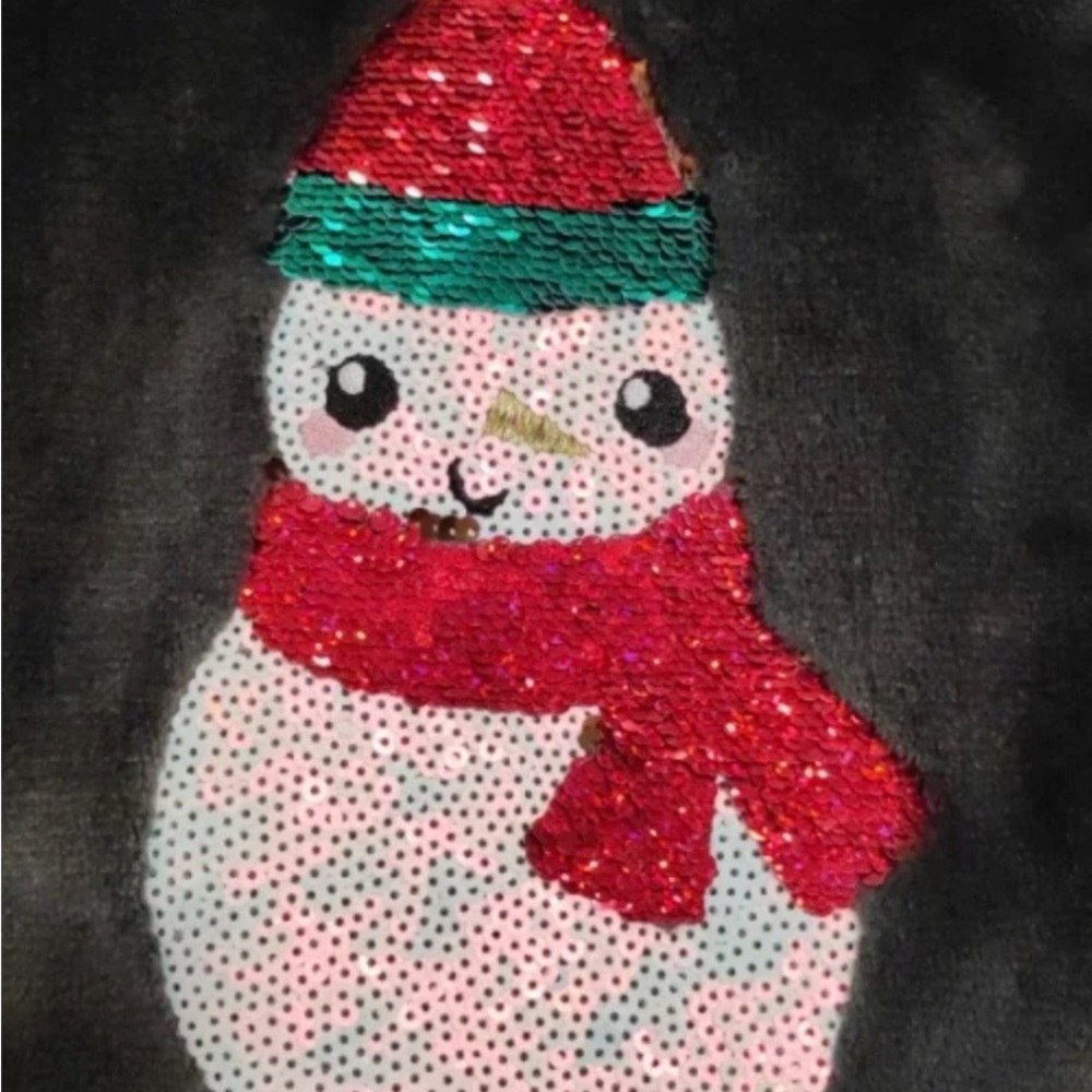 H&M Kids Plush Snowman Sequin Holiday Sweatshirt Black Size 8–10Y - Picture 3 of 6